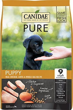 CANIDAE Grain-Free PURE Puppy Limited Ingredient Chicken, Lentil & Whole Egg