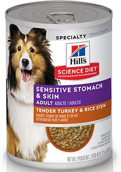 Hill’s Science Diet Adult Sensitive Stomach & Skin Tender Turkey & Rice Stew Canned Dog Food
