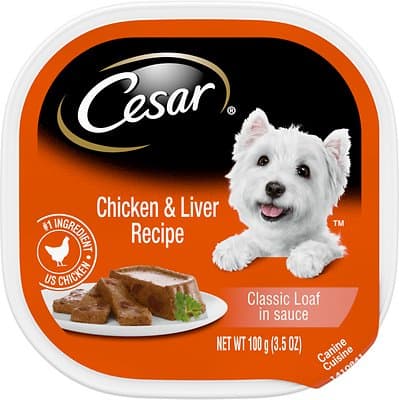 Cesar Classic Loaf in Sauce Chicken & Liver Recipe Dog Food Trays