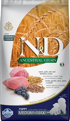 Farmina N&D Ancestral Grain Lamb & Blueberry Recipe Puppy Medium & Maxi Dry Dog Food