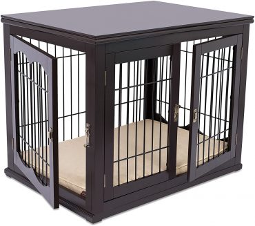 Internet’s Best Decorative Wooden Dog Crate With Pet Bed