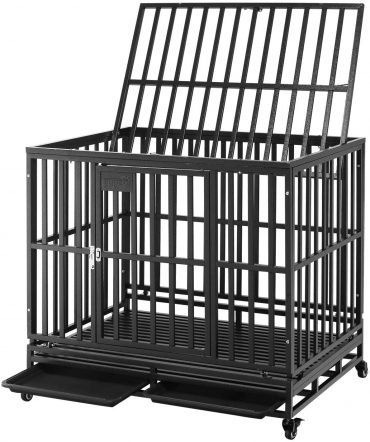 PUPZO Dog Cage Crate Kennel Heavy Duty for Large Dogs
