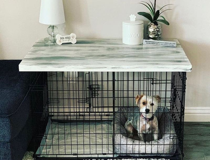 Dog crate with a tabletop