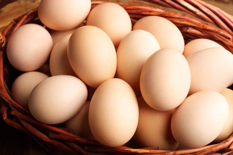 Eggs in a wooden basket