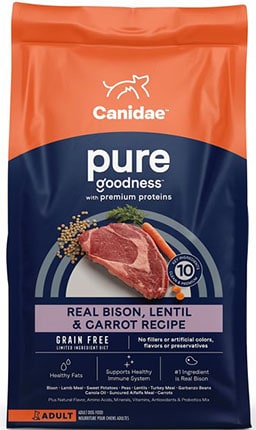 CANIDAE Grain-Free PURE Limited Ingredient Bison, Lentil & Carrot Recipe